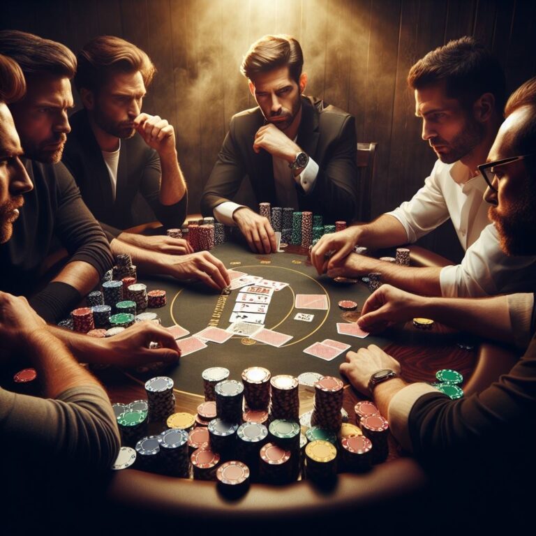 A Five-Card Draw hand is dealt onto a green felt table, signifying the skill and thrill of playing draw poker.